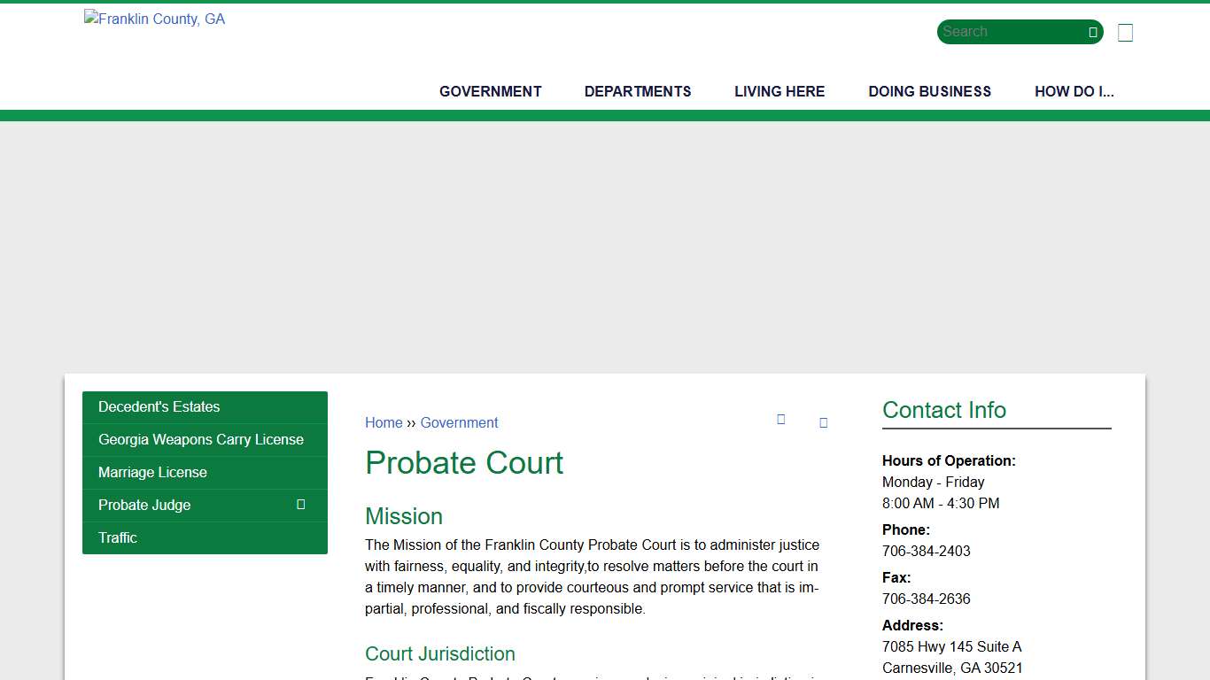 Probate Court Franklin County, GA
