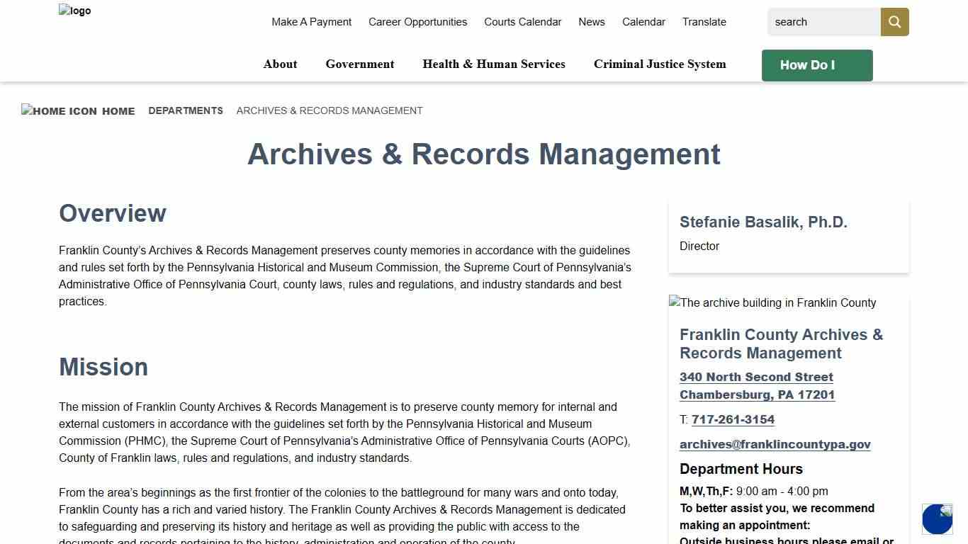 Archives & Records Management -Franklin County